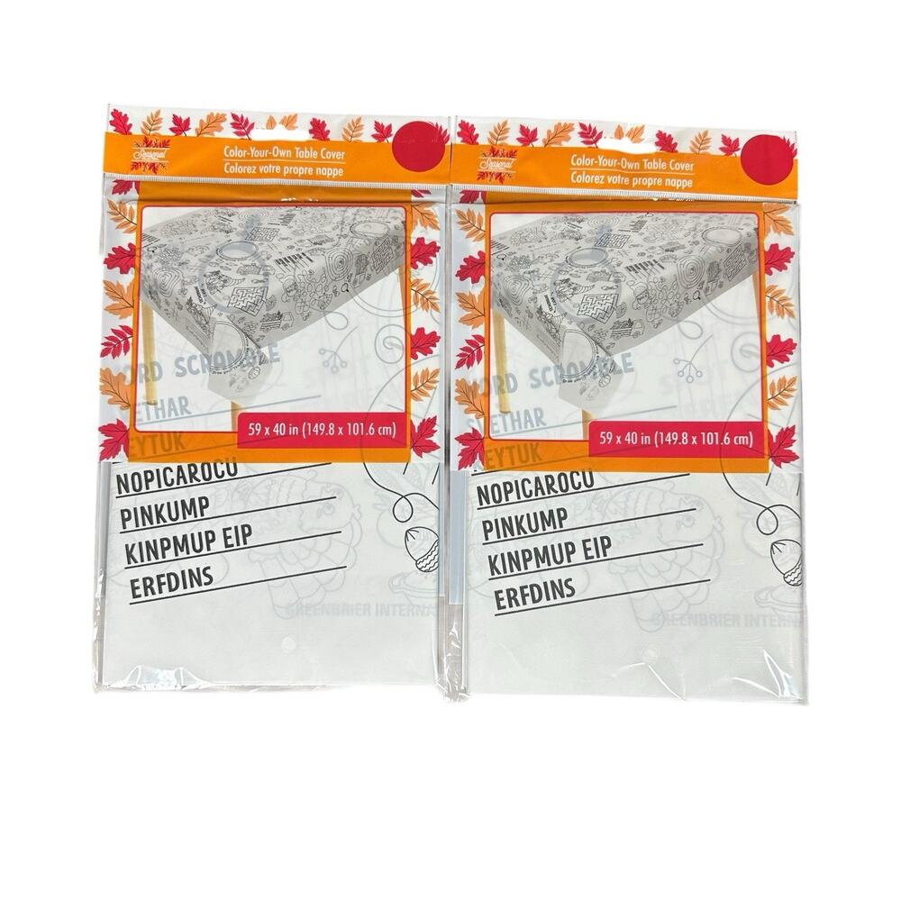 Lot of 2 Color Your Own Table Cover Thanksgiving Kids Crafts Fun Activity 59x40